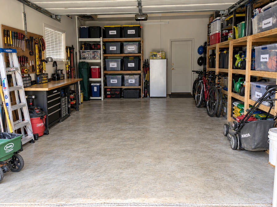 Clean, organized garage after cleanout